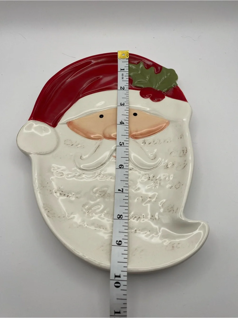 Pier 1 Festive Santa Face Ceramic Serving Platter - Red, White, Green